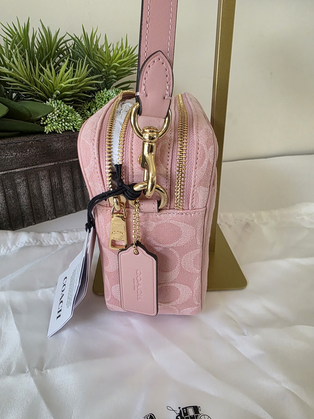 Coach Carey Crossbody Shoulder Bag Light Pink Signature Denim Jacquard - New - Picture 12 of 13